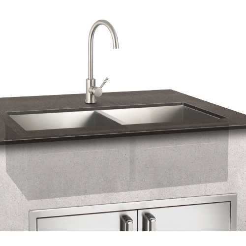 Double Sink & Stainless Steel Mixer Faucet